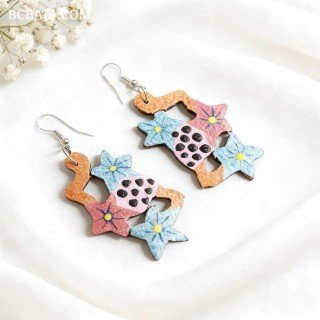 Hot Sale Painting Wood Earrings Unique Design